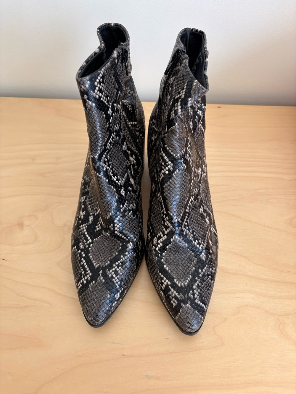 Madden Girl Snake-Print Pointed Toe Ankle Boots - Women's Black/Grey